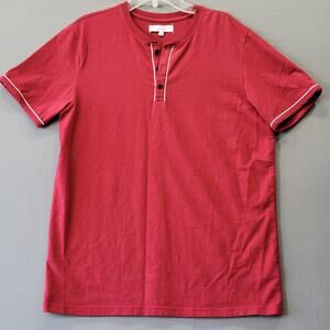 Truth Substance Common Sense Short Sleeve Henley Red Women's Medium Pullover Top